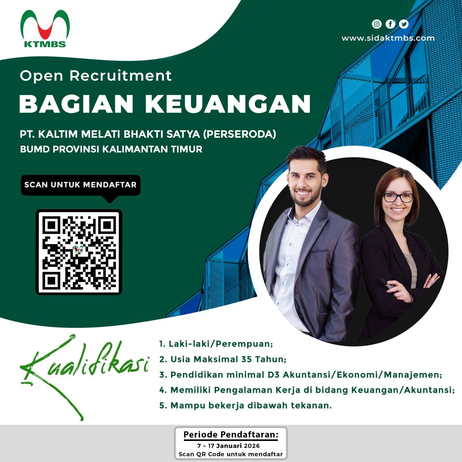 Open Recruitment Bagian Keuangan PT Kaltim Melati Bhakti Satya (Perseroda) BUMD Provinsi Kalimantan Timur